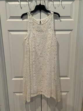 Robbie Bee Ivory Floral Lace Sleeveless Mini Dress - Size Large